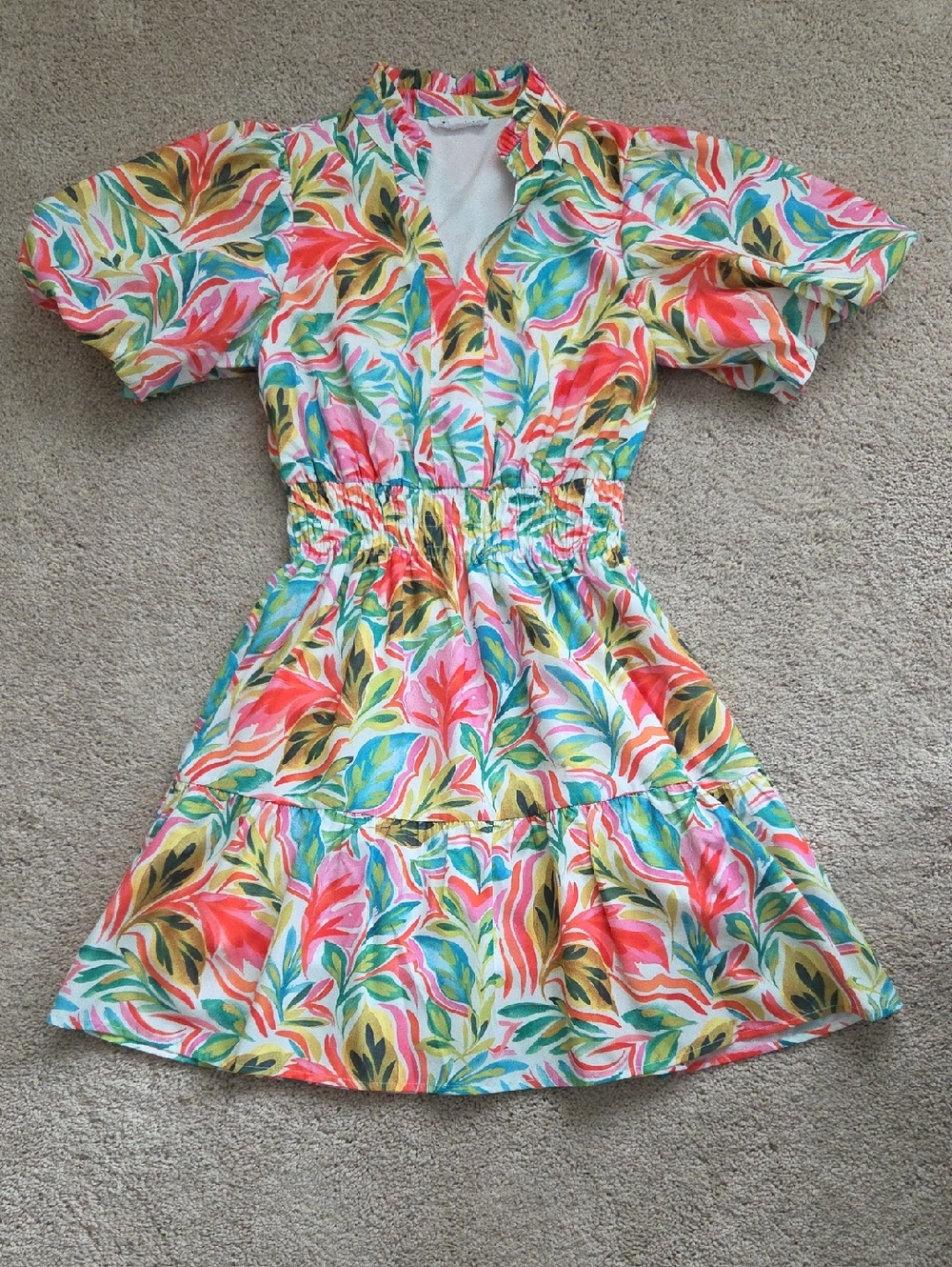 THML Floral Multicolor V-Neck Short Dress